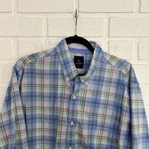 Tailorbyrd Button Up Shirt Mens  XL Colorful Plaid Flip Cuff Flamingo